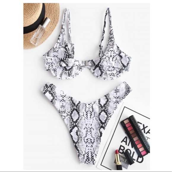 ZAFUL Animal Print Underwire High Leg Bikini - Picture 2 of 5